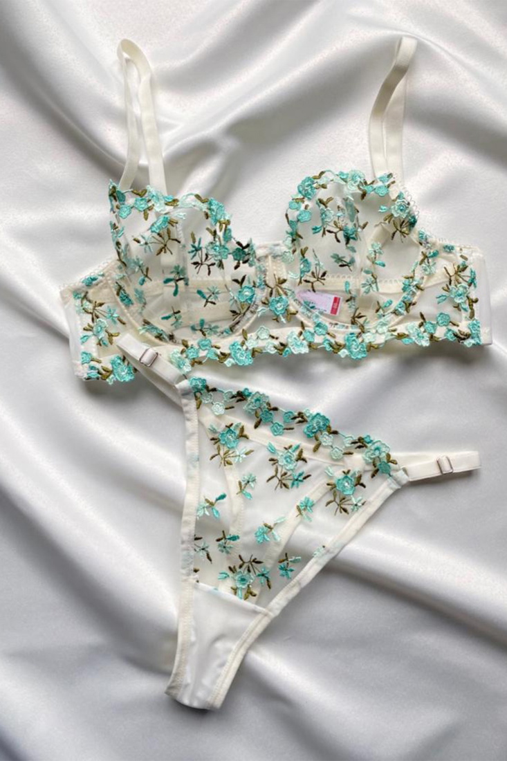 Blue Floral Pattern Underwear ATE6878 - EYYO