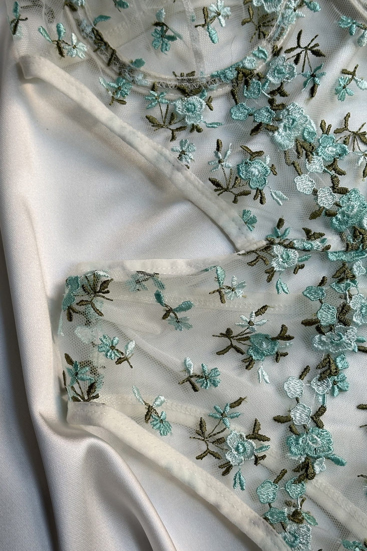 Blue Flower Detail Bodysuit ATE-1666 - EYYO