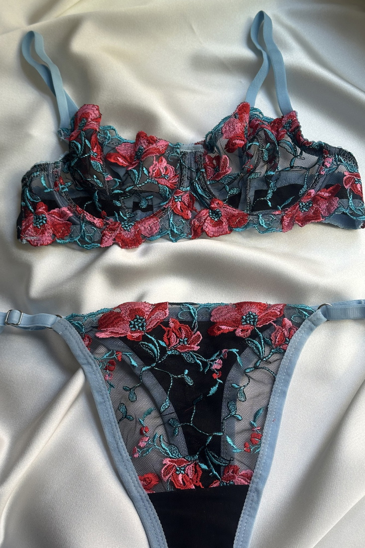 Blue Flower Detail Underwear ATE-1679 - EYYO