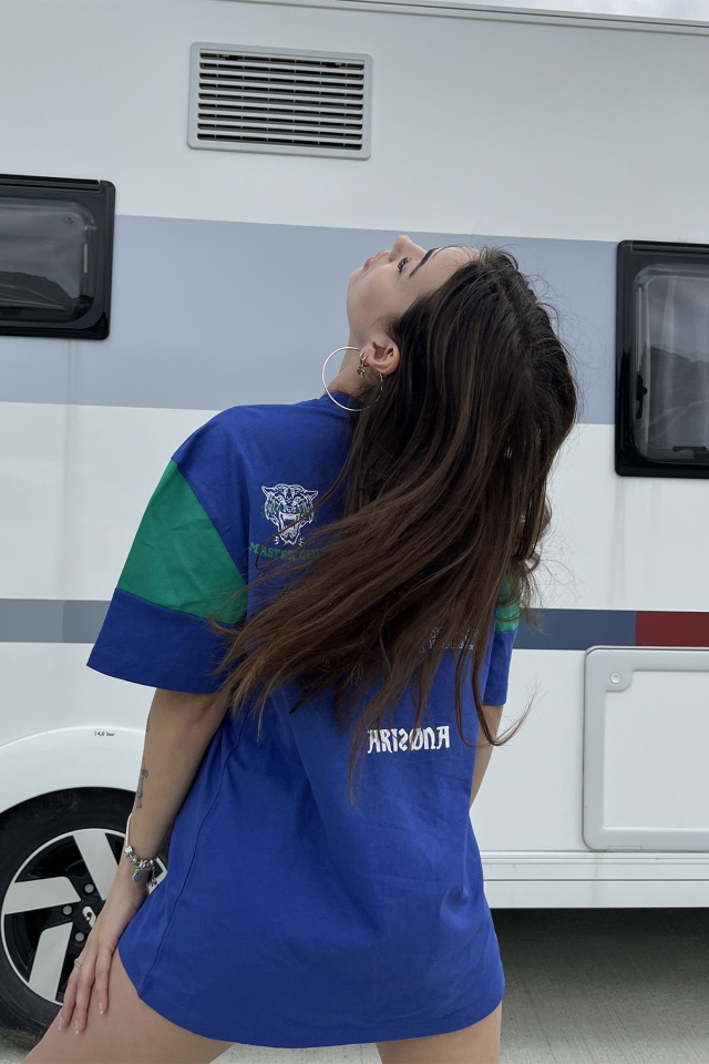 Blue Printed Oversize Tshirt ATE6679 - 6