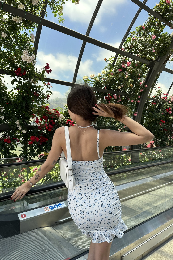 Blue Strapped Basic Mini Dress ATE7142 - EYYO