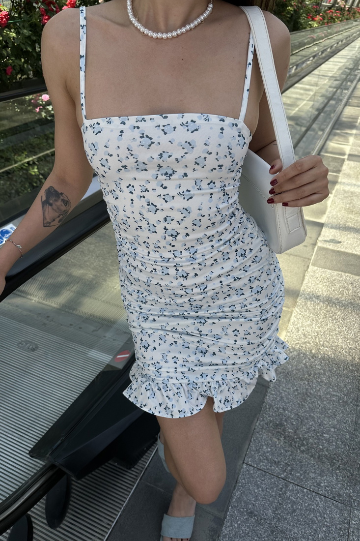 Blue Strapped Basic Mini Dress ATE7142 - EYYO