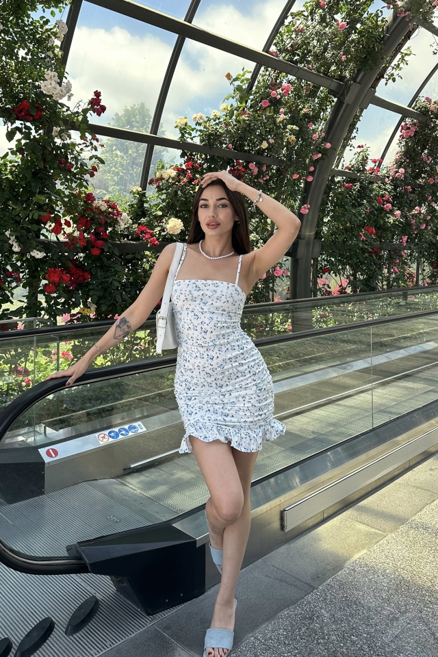 Blue Strapped Basic Mini Dress ATE7142 - 4