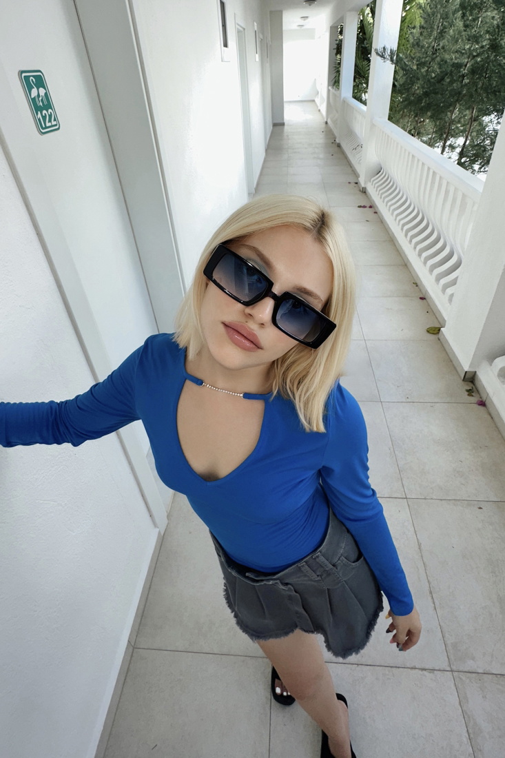 BlueThin-Rimmed SunGlasses ATEL2284 - EYYO