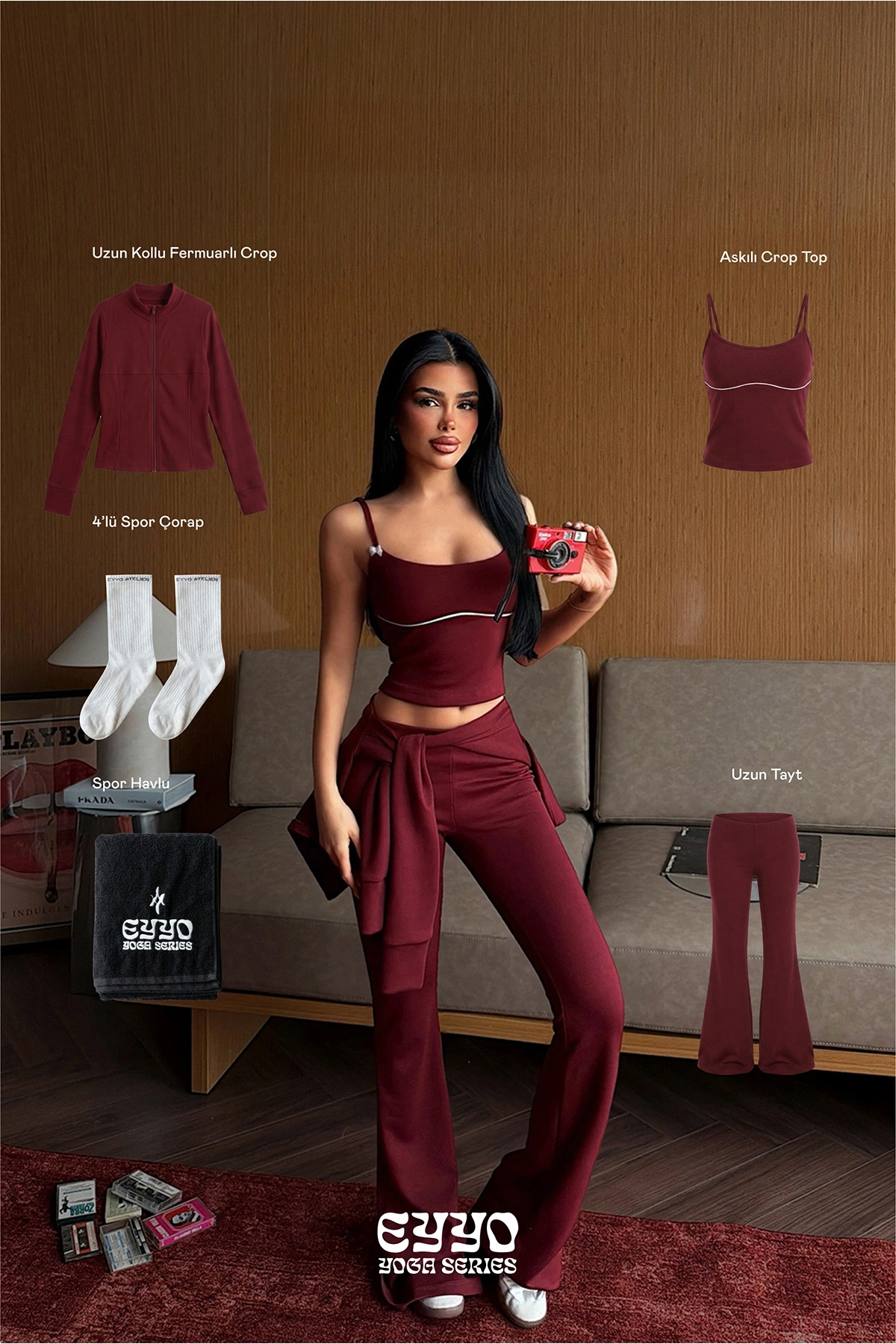 Bordo 5'lı Yoga Set - 1