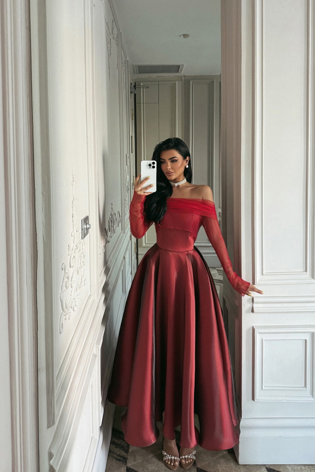 Bordo Carlotta Uzun Abiye ATE-3292 - 1