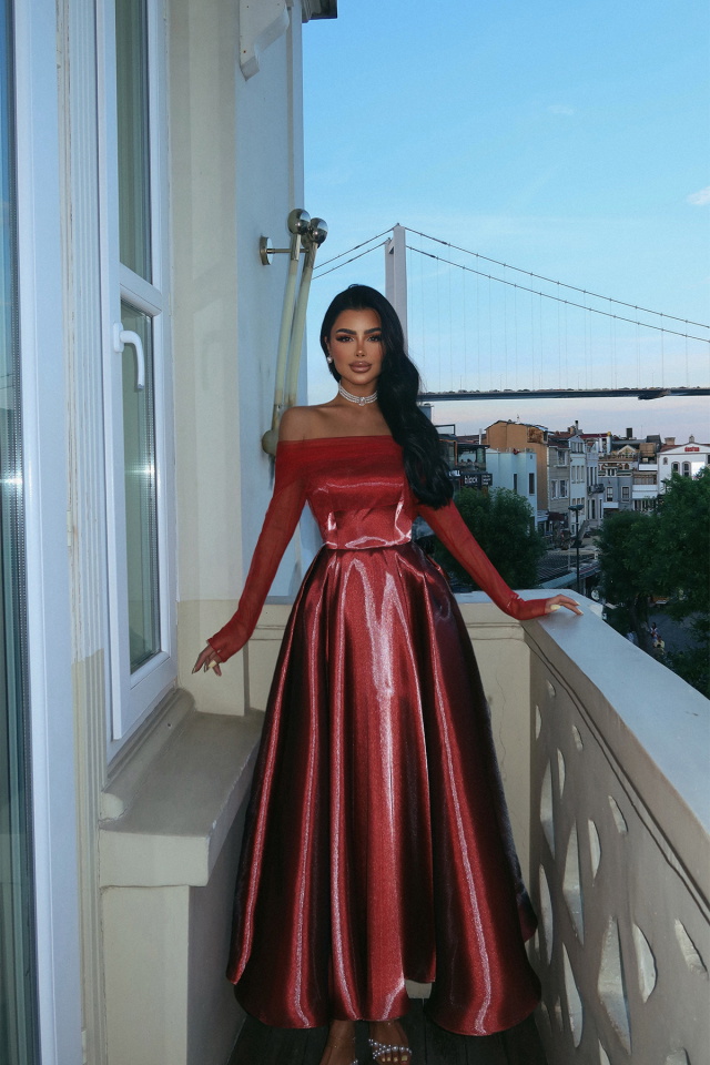 Bordo Carlotta Uzun Abiye ATE-3292 - 2