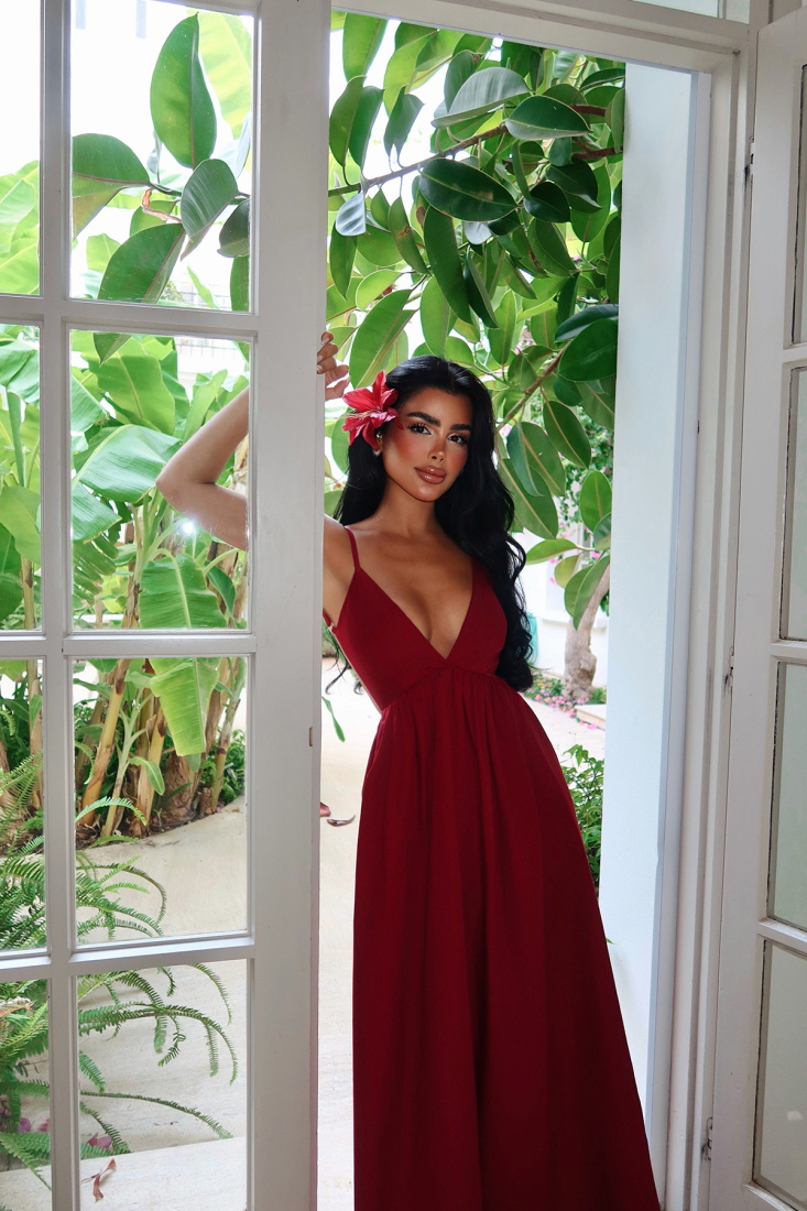 Bordo Stevie Uzun Elbise ATE-1373 - EYYO