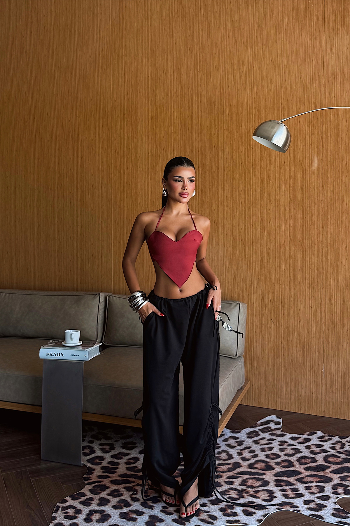 Bordo Sırt Detay Crop Top - 3