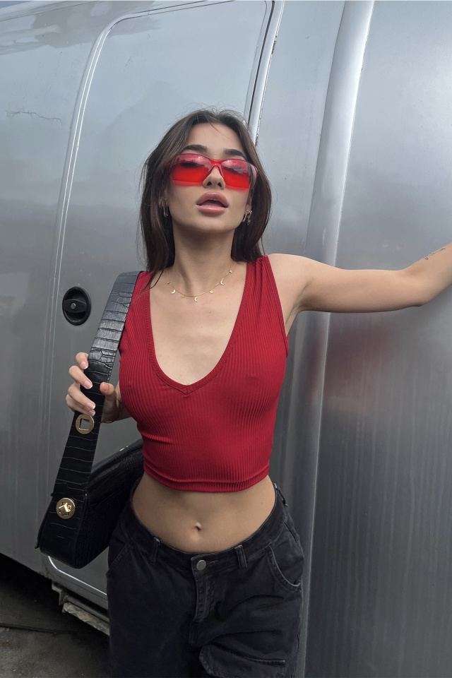 Bordo Askılı Basic Crop Top