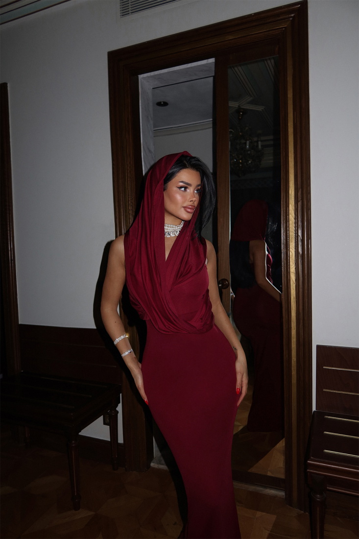 Bordo Coralie Uzun Elbise ATE-2313 - EYYO