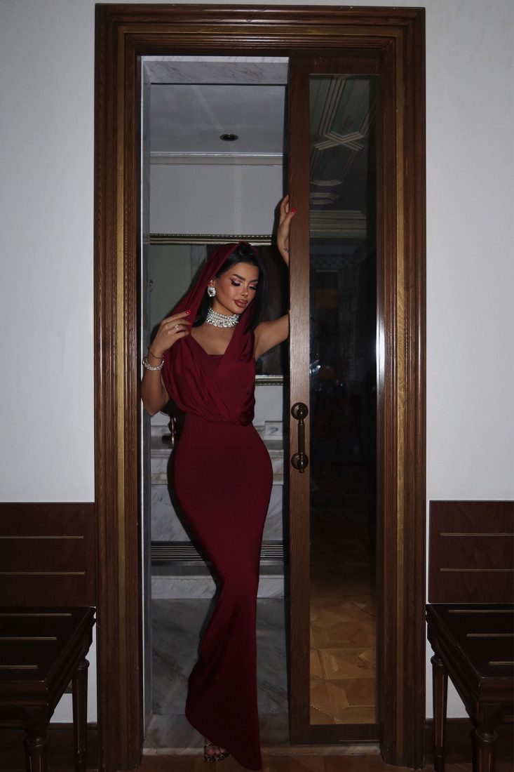 Bordo Coralie Uzun Elbise ATE-2313 - EYYO