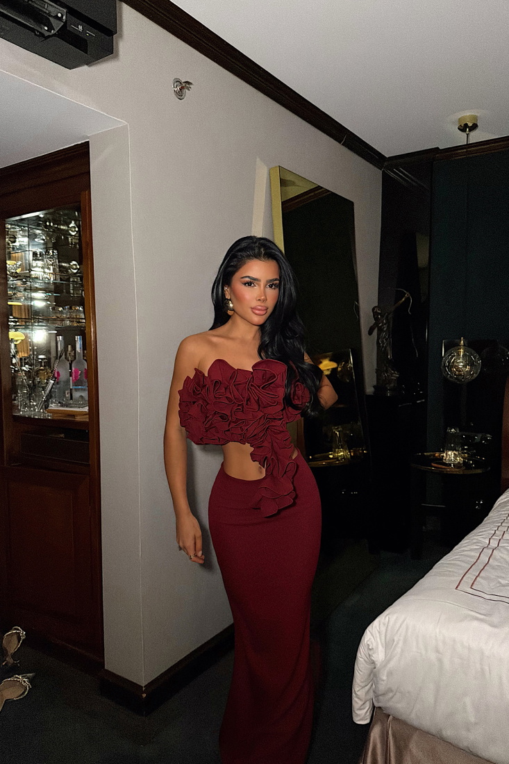 Bordo Ruffle Takım ATE-4432 - EYYO