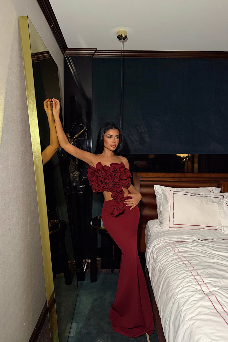 Bordo Ruffle Takım ATE-4432 - EYYO