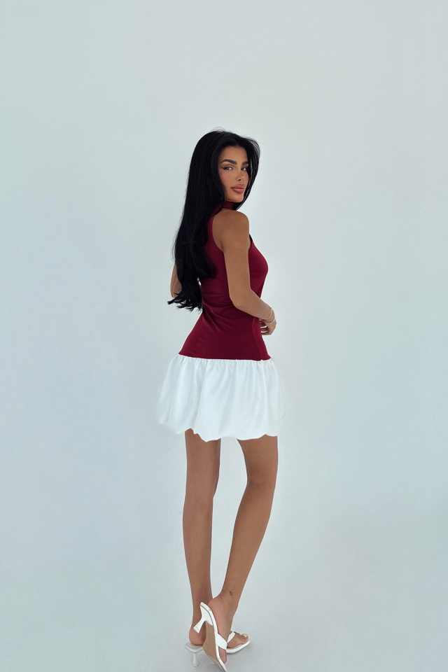 Bordo Deal Mini Elbise ATE-3012 - 7