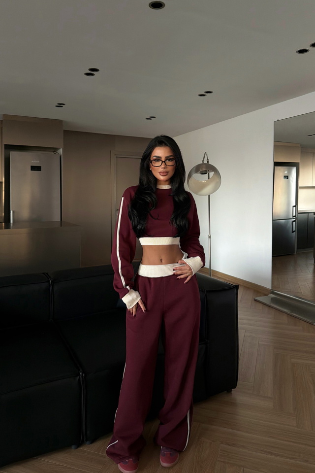 Bordo Quill Eşofman Takımı ATE-4080 - 2