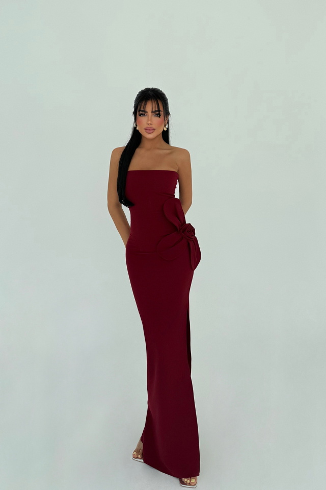 Bordo Daysi Straplez Elbise ATE-2925 