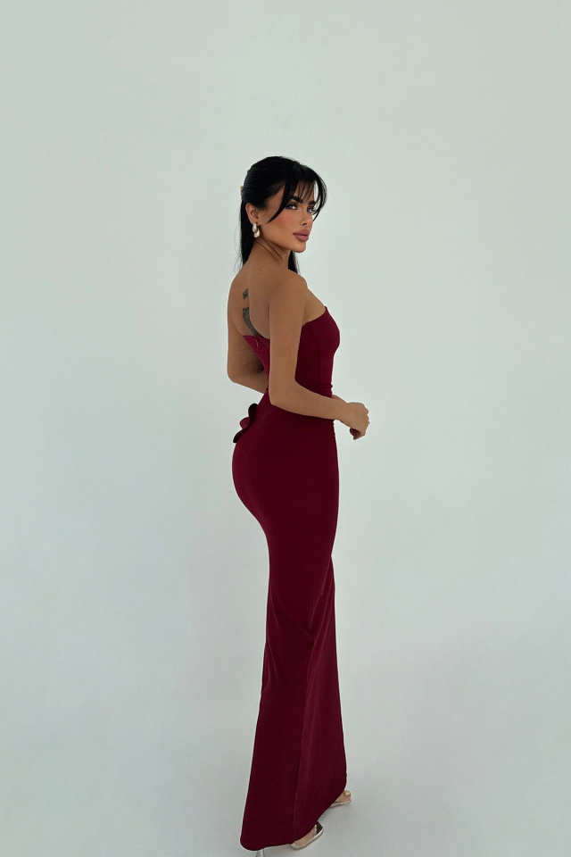 Bordo Daysi Straplez Elbise ATE-2925 - 3