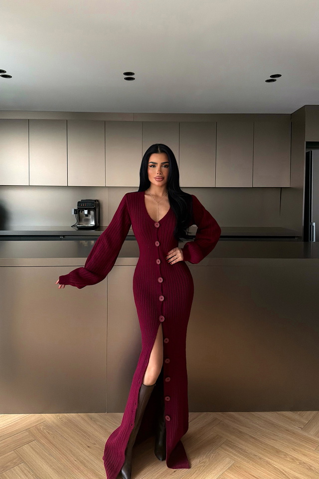 Bordo Ophelie Triko Elbise -