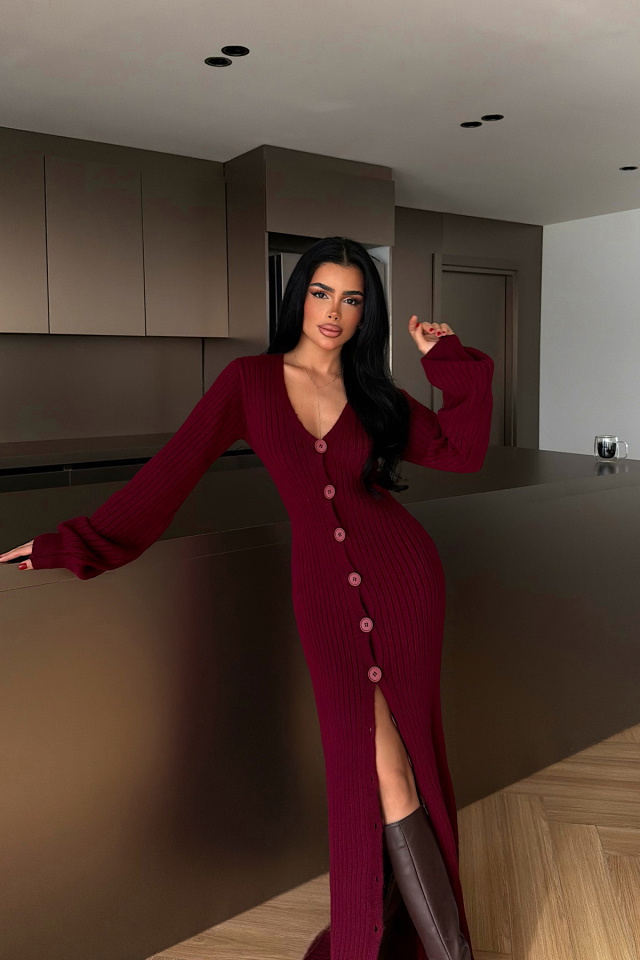 Bordo Ophelie Triko Elbise