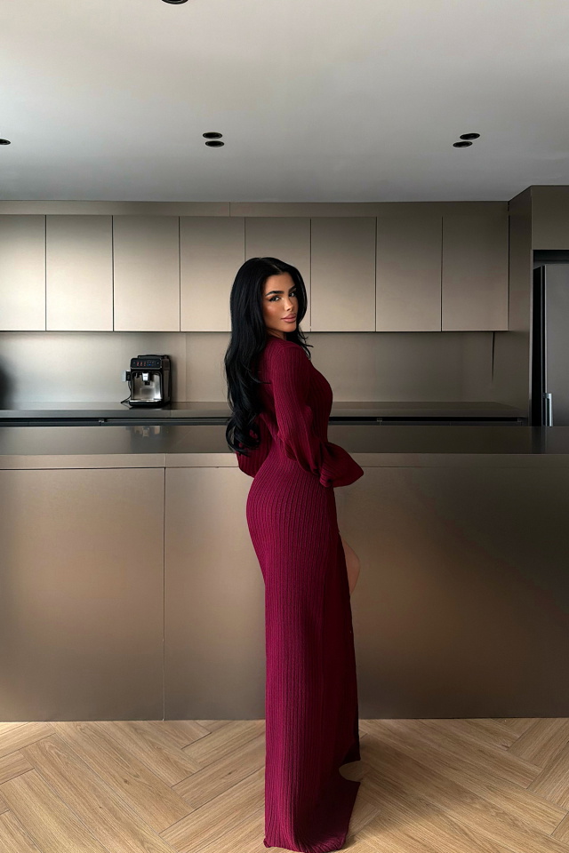 Bordo Ophelie Triko Elbise