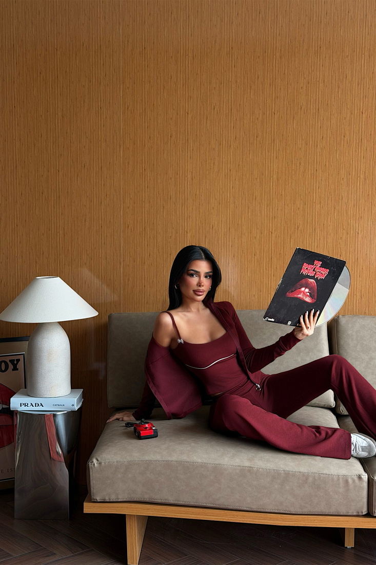 Bordo Fermuar Detay 3 Lü Takım ATE-5356 - EYYO