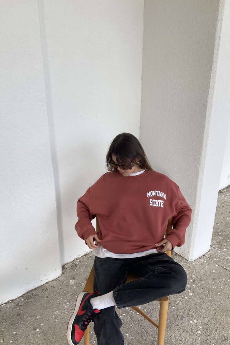 Bordo Montana State Yazlılı Sweat ATE-0039 - EYYO