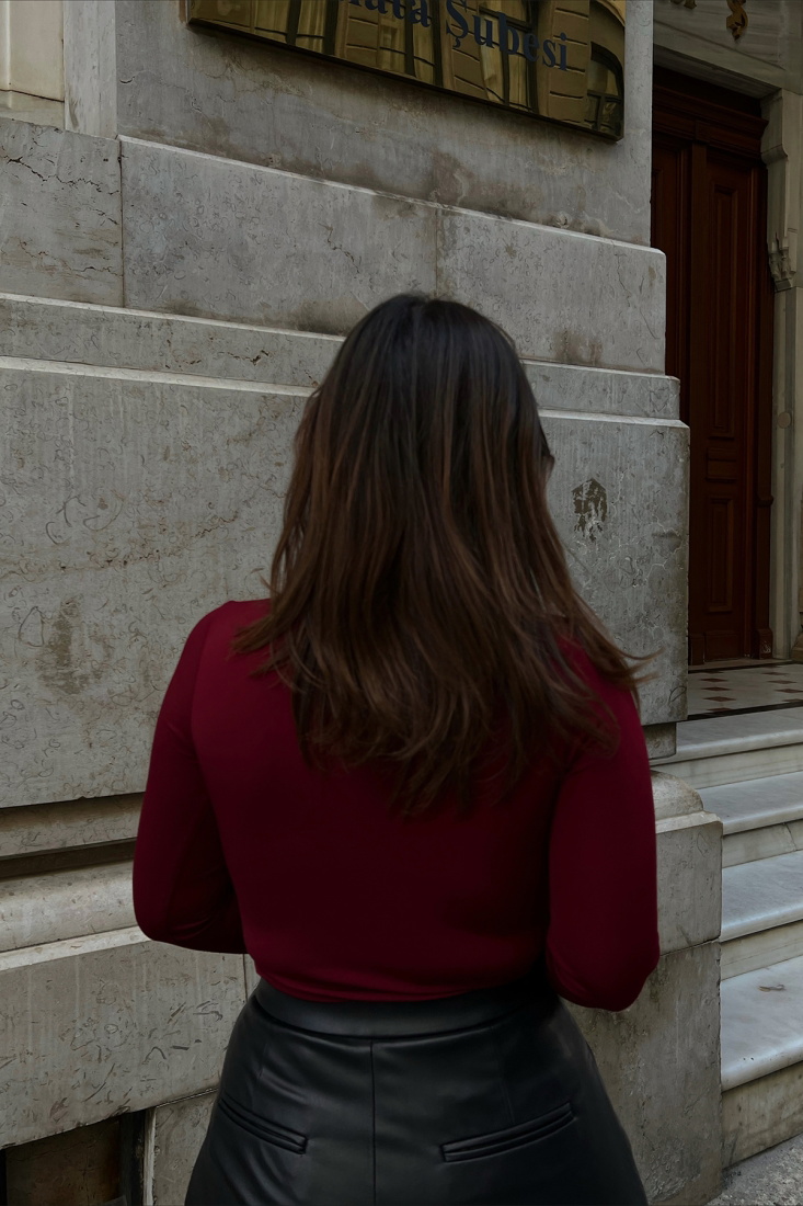 Bordo Pencere Detay Bodysuit ATE2347 - EYYO