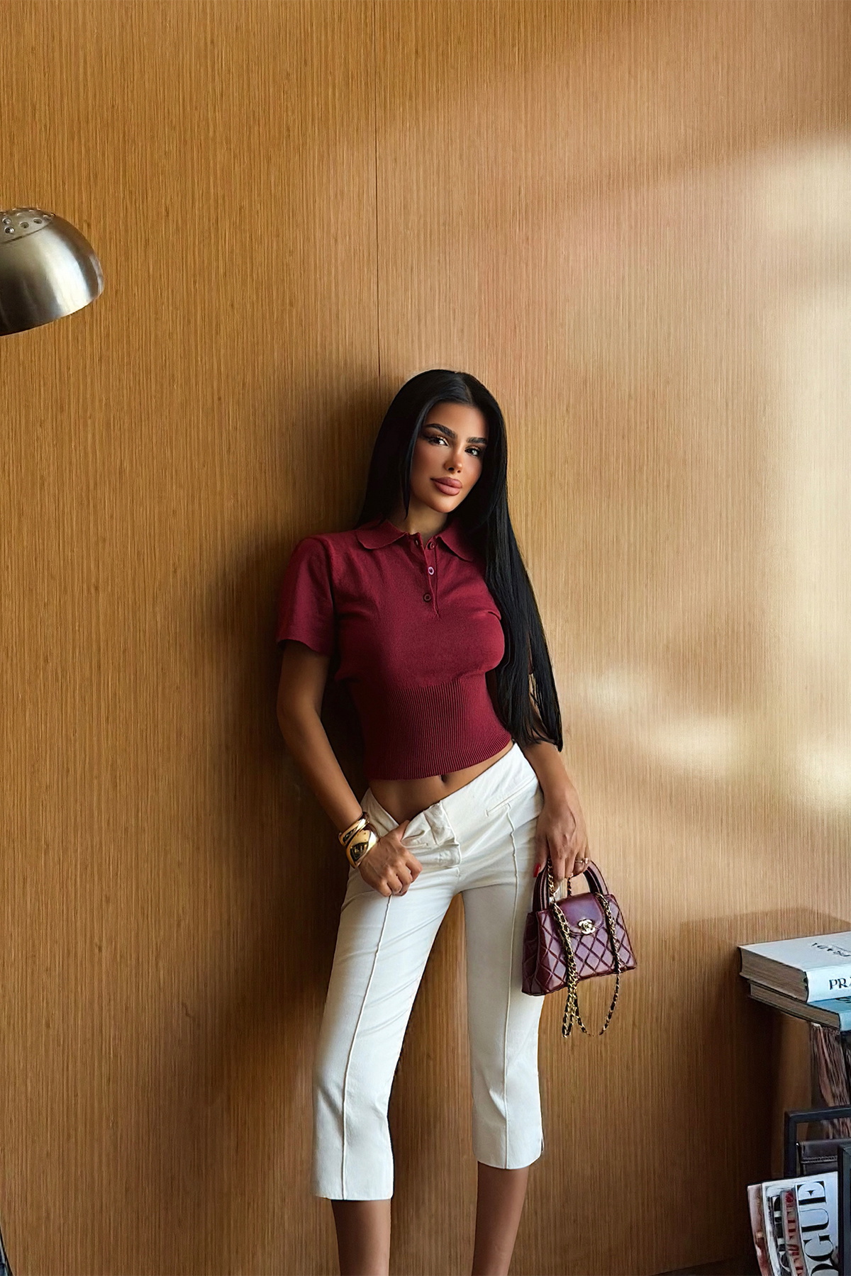 Bordo Polo Yaka Triko Tişört - 2
