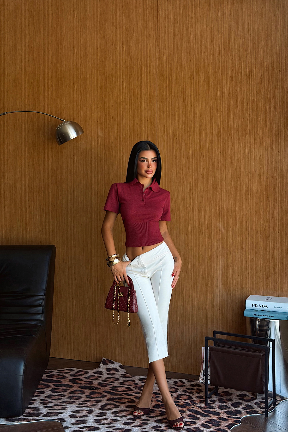 Bordo Polo Yaka Triko Tişört - 3