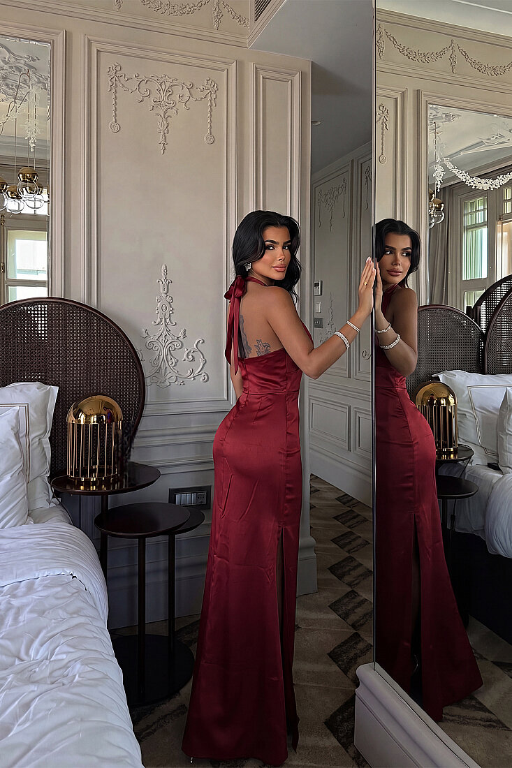 Bordo Sartoria Uzun Elbise ATE-5996 - EYYO