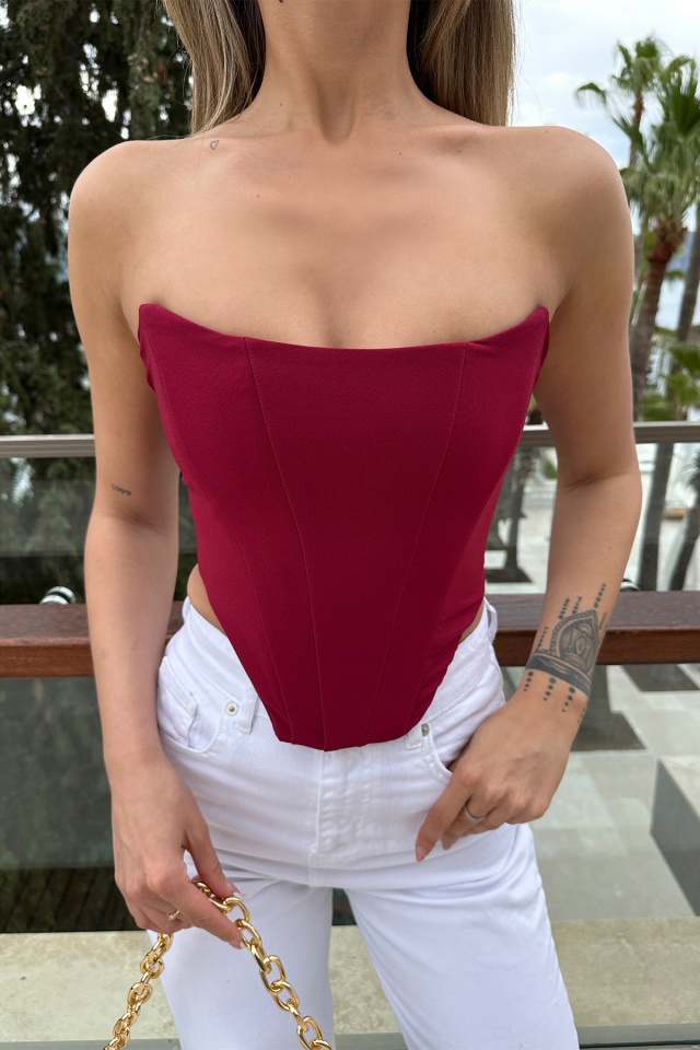 Bordo Straplez Crop Top