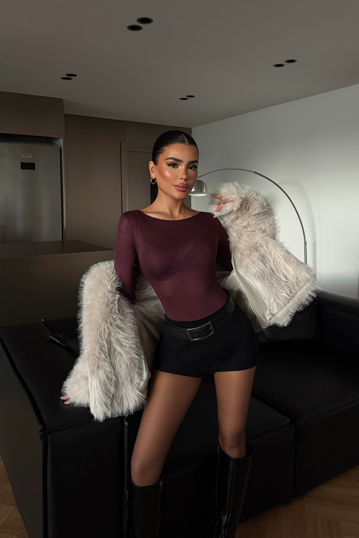 Bordo Intims Transparan Body ATE-4587 - EYYO