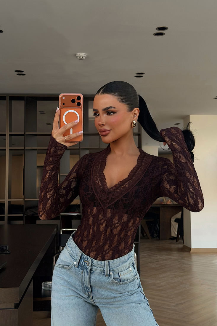 Bordo Browin Dantel Bluz ATE-4873 - EYYO