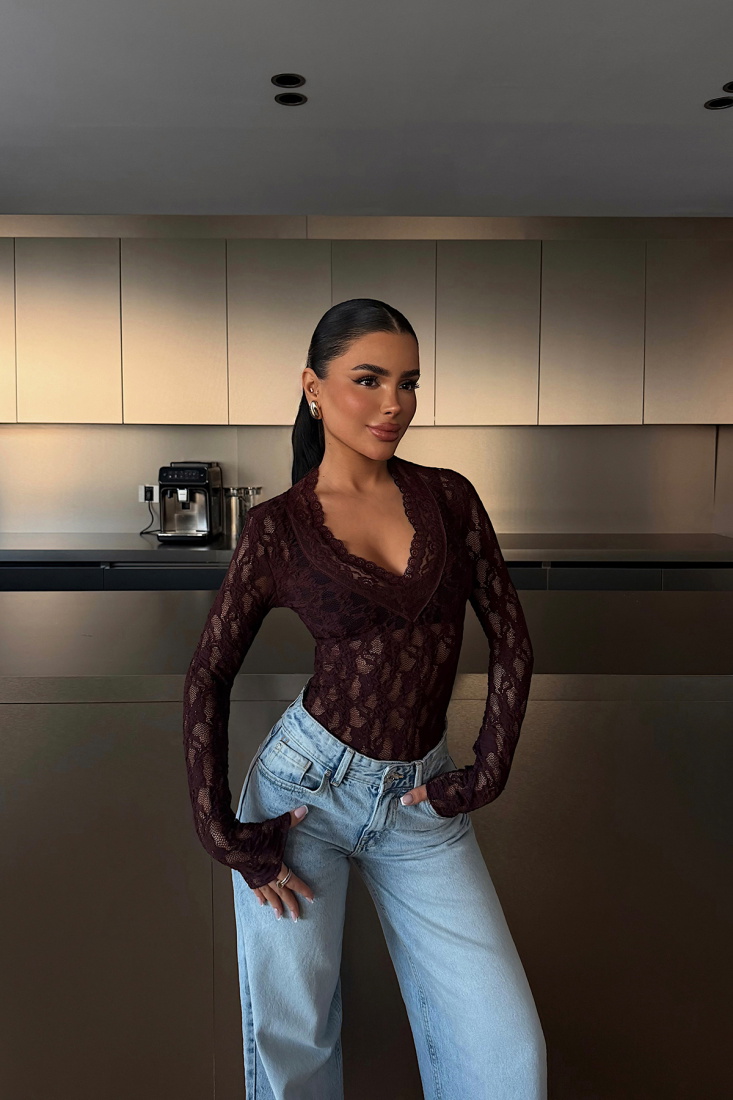 Bordo Browin Dantel Bluz ATE-4873 - EYYO