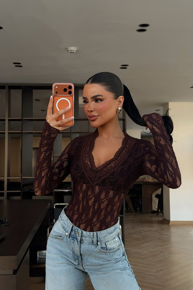 Bordo Browin Dantel Bluz ATE-4873 