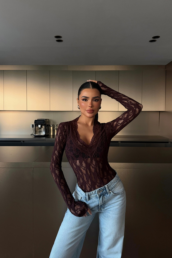 Bordo Browin Dantel Bluz ATE-4873 - EYYO