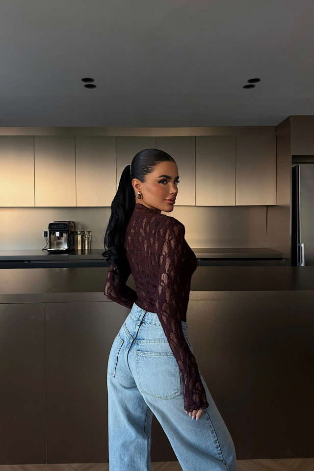 Bordo Browin Dantel Bluz ATE-4873 - 4