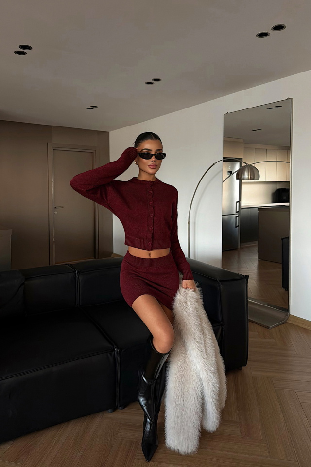 Bordo Kourty triko takım ATE-4631 - 3