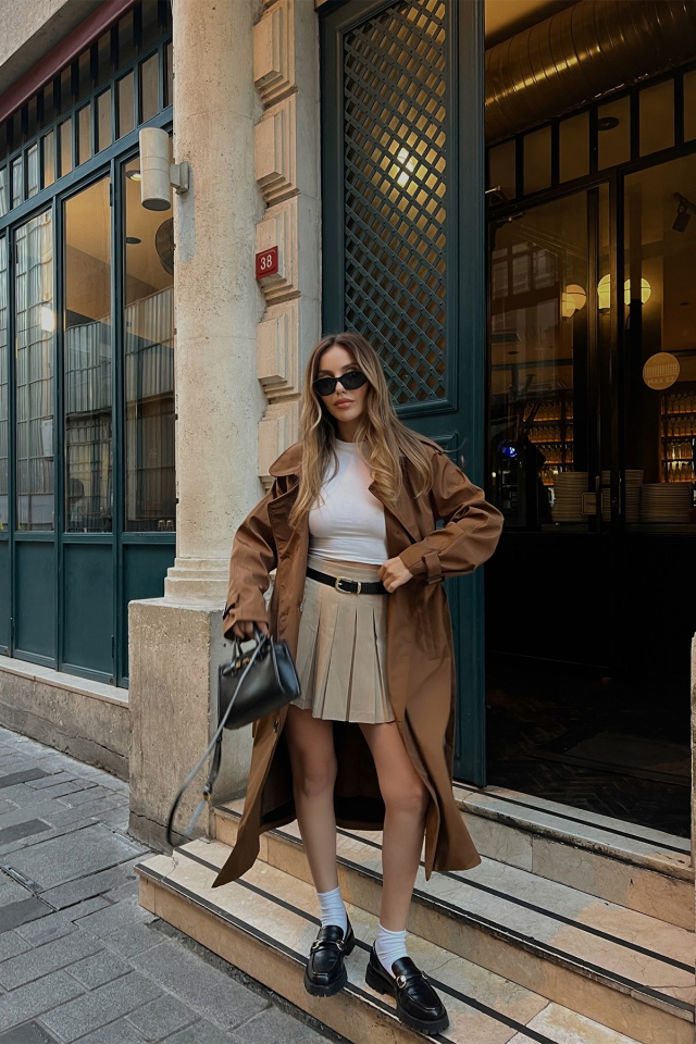 Brown Belt Sleeve Trenchcoat ATE2442 - 8