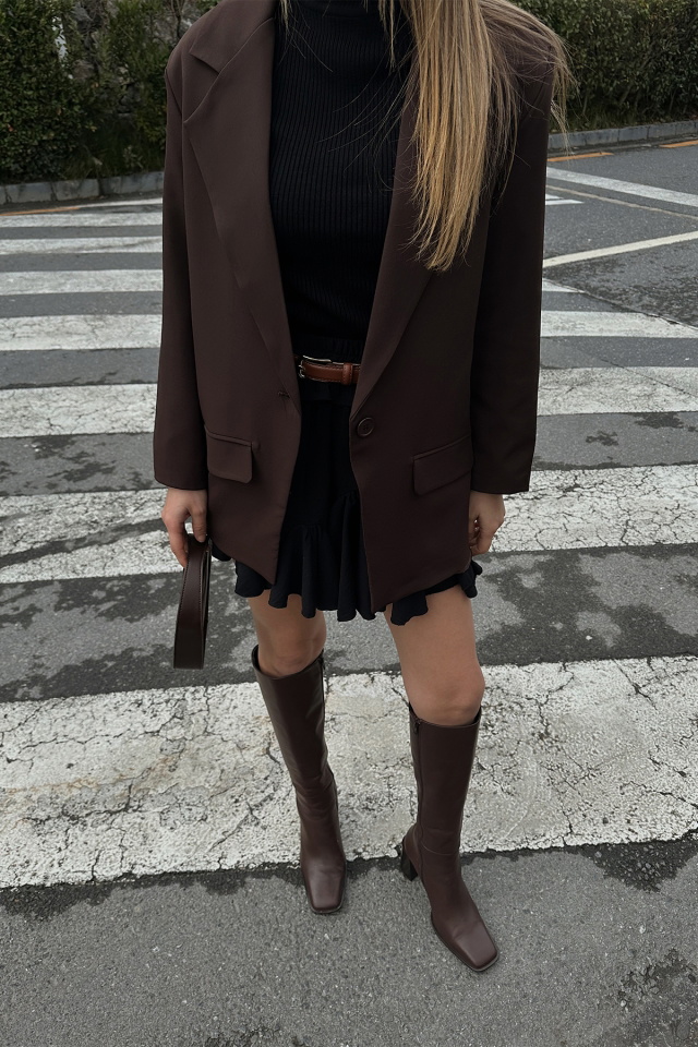 Brown Double Breasted Collar Jacket ATE4783 - 2