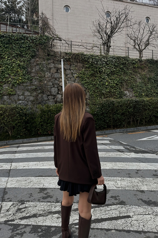 Brown Double Breasted Collar Jacket ATE4783 - 4