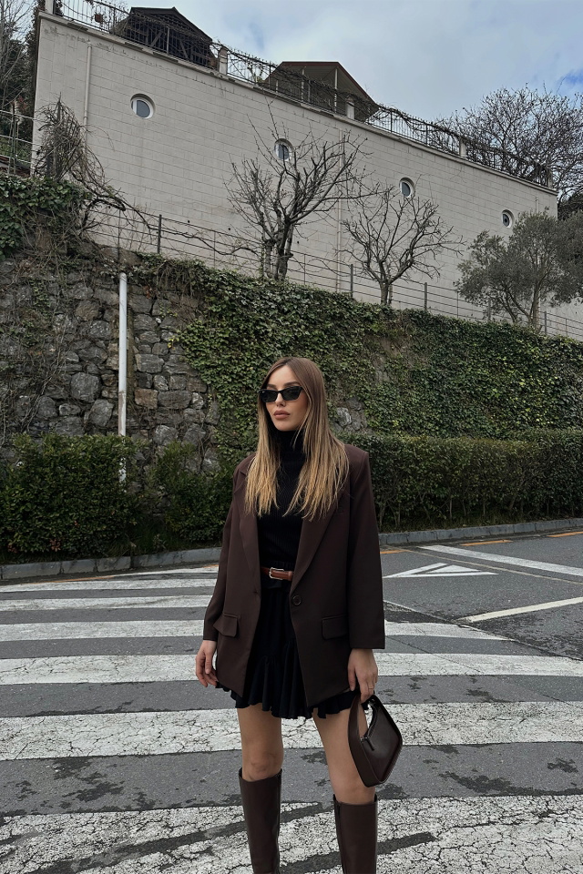 Brown Double Breasted Collar Jacket ATE4783 - 3