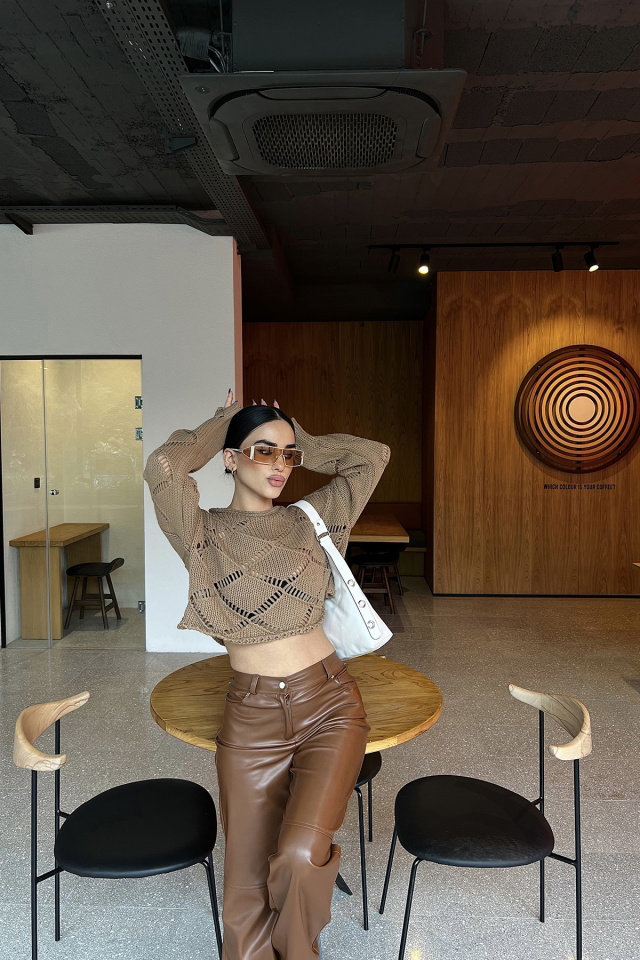 Brown Knitting Sweater ATE4349 - 1