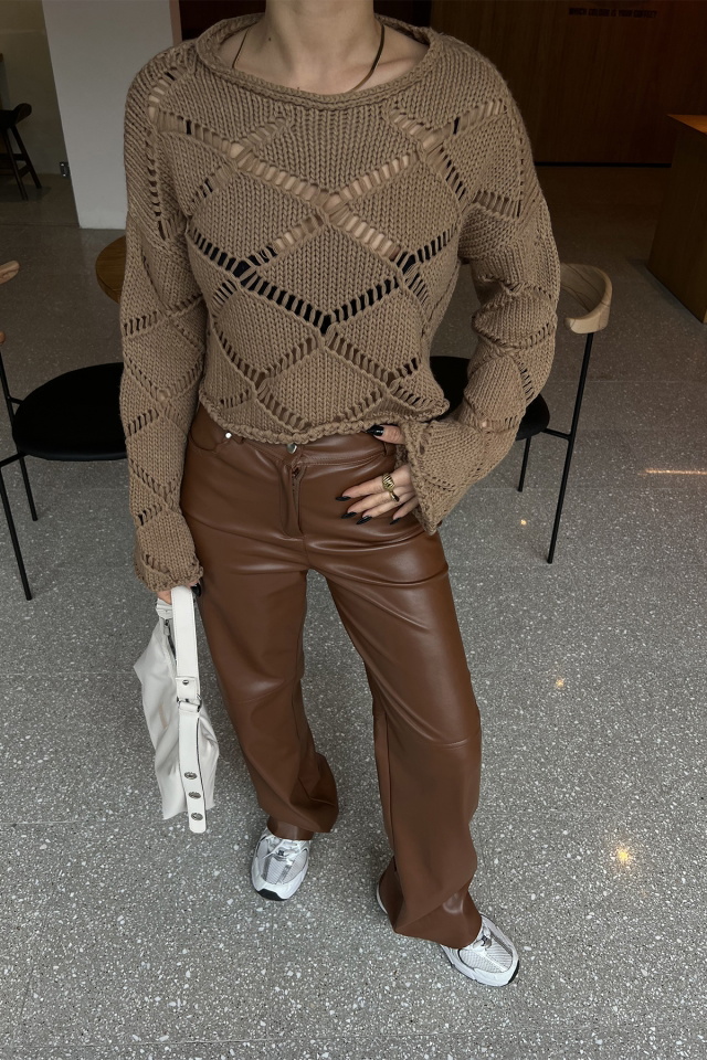 Brown Knitting Sweater ATE4349 - 2