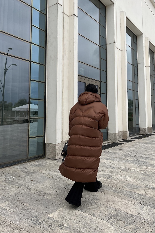 Brown Long Puffer Coat ATE2131 - 3