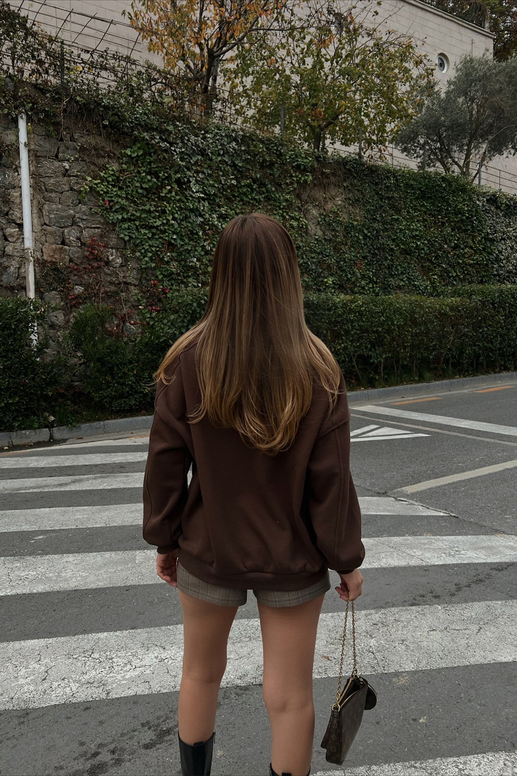 Brown New York Printed Sweat ATE2596 - EYYO