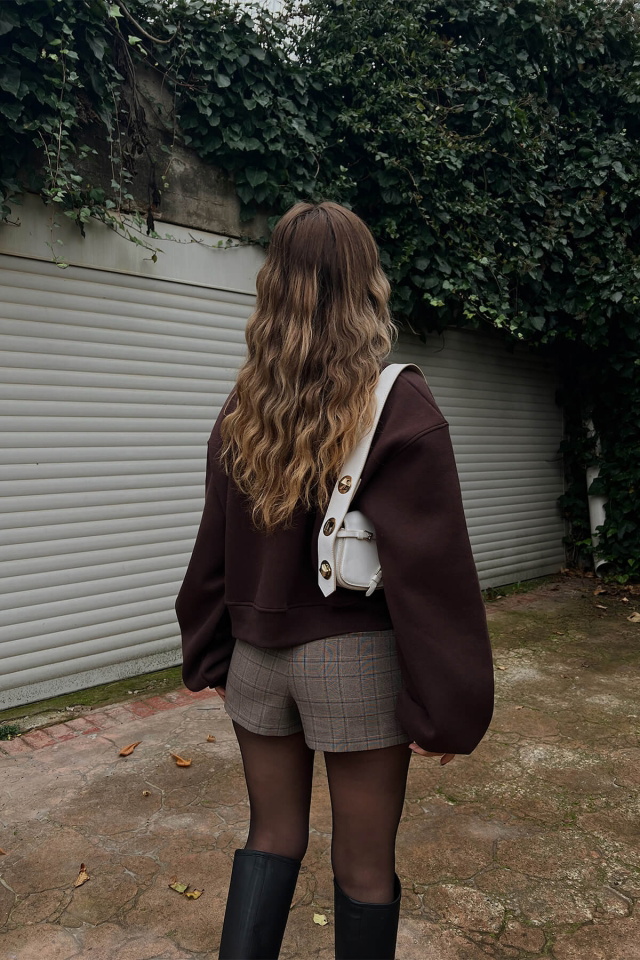 Brown Oversize Basic Sweat ATE3118 - 4