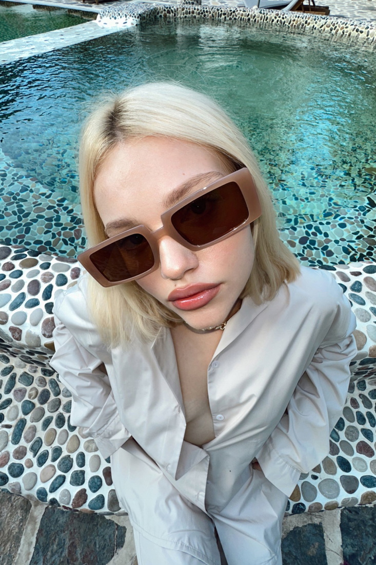 Brown Thin-Rimmed SunGlasses ATEL2281 - EYYO