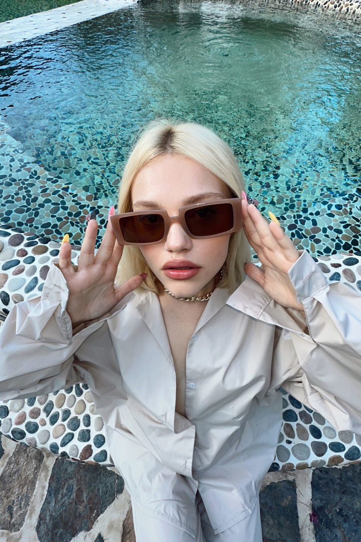 Brown Thin-Rimmed SunGlasses ATEL2281 - EYYO